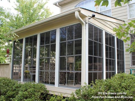 Screen porch panels turn a screened porch into a 3 season room Screen Porch Panels, Diy Sunroom, Sunroom Kits, Sunroom Windows, Porch Enclosures, Porch Kits, Porch Design Ideas, Three Season Porch, Screened Porch Designs