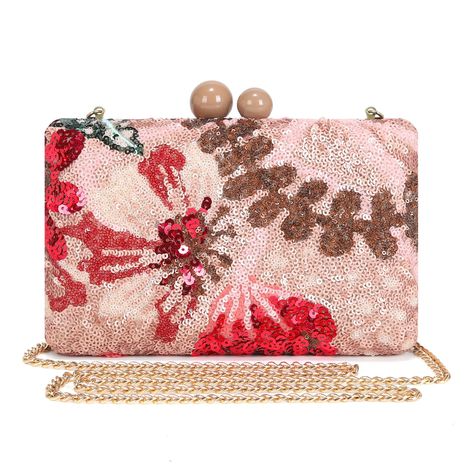 PRICES MAY VARY. 【Floral Clutch Purses】: Such a beautiful evening handbag is a very cute wedding staple. Decorated with sequin embroidered wreath style and high-quality satin back side, internal materials are polyester fabrics, this clutch is both durable and comfortable to carry. 【Handmade Women Purses】: With sophisticated design and stunning classic look and glitter sequins flowers style, push lock design, which is easy to open and close, making clutch purses for women formal easy to take out Embroidered Evening Bag For Summer, Gold Shoulder Bag For Summer Wedding, Elegant Pink Box Bag For Evening, Glamorous Summer Clutch Bag, Elegant Pink Evening Box Bag, Embroidered Handheld Shoulder Bag For Party, Summer Event Clutch Bag, Handheld Embroidered Shoulder Bag For Party, Pink Evening Box Bag