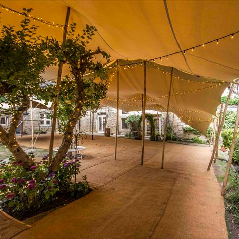 wedding stretch tent over a courtyard attached to a house and over trees Wedding Stretch Tent, Stretch Tent Wedding, Stretch Tent, Hotel Garden, Courtyard Wedding, Wedding Marquee, Large Trees, Event Tent, Marquee Wedding