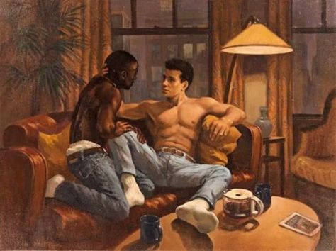 Interracial Art, Morning Cartoon, Gay Aesthetic, Art Of Man, Gay Romance, Interracial Love, Queer Art, Interracial Couples, Arte Sketchbook