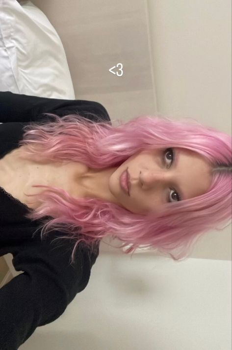 Pale Pink Hair Color, Light Pink Hair With Dark Roots, Bleached Eyebrows Pink Hair, Dusty Rose Pink Hair, Colored Hair Women, Pastel Pink Hair Dark Roots, Bleach Pink Hair, Pink Hair With Brown Roots, Pink Hair Alt