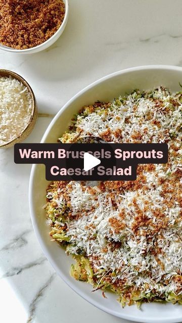 Pamela Salzman on Instagram: "Warm Brussels Sprout Caesar Salad is the salad I want to eat all Fall.  It’s a change of pace from cold, lettuce-based salads and it has that familiar Caesar dressing with Parmesan and the yummiest toasted garlic breadcrumbs (because breadcrumbs > croutons!) You can serve this warm or room temp and leftovers are perfectly delish.  But I HIGHLY recommend getting your food processor slicing disc to do all the Brussels sprout prep for you!  Want the recipe? Type RECIPE in the comments, I’ll DM it to you OR 
Go directly to my website here: https://pamelasalzman.com/warm-brussels-sprouts-caesar-salad-with-caesar-dressing/ 
OR click the link in my bio and tap the image of this recipe. 
 #recipeoftheday #pamelasalzman  #healthyfood #healthyrecipes #healthylifestyle # Warm Brussels Sprout Caesar Salad, Warm Brussel Sprout Caesar Salad, Brussel Sprout Caesar Salad, Brussel Sprouts Salad, Warm Salads, Bean Sprout Salad, Baked Brussel Sprouts, Fall Salads, Warm Salad Recipes