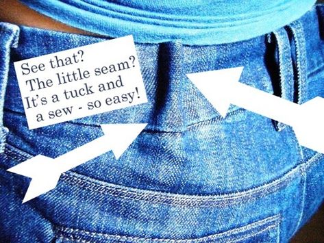 How to Make a Waistband Smaller How To Make A Waistband Smaller, Waistband Too Big, Alter Clothes, Clothes Alterations, Altering Jeans, Mending Clothes, Sewing Jeans, Seam Rippers, Sewing Alterations