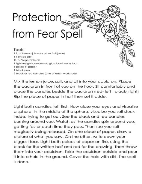 protection-from-fear Fear Spell, Familiar Spell, Hereditary Witch, Earth Magick, Protection Magic, Dark Spells, Spelling For Kids, Witches Familiar, Charmed Book Of Shadows