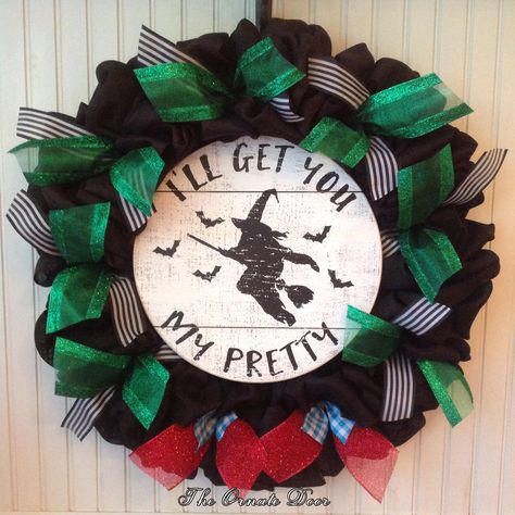 Wicked witch wreath, The Wonderful Wizard of Oz wreath, Halloween wreath, black Halloween wreath, witch wreath, witch, witch door hanger by TheOrnateDoor on Etsy Wizard Of Oz Wreath Diy, Beetle Juice Wreath, Wizard Of Oz Wreath, Witch Door Hanger, Witch Door, Black Halloween Wreath, Monster Wreath Nightmare Before Christmas, Glam Halloween, Wonderful Wizard Of Oz