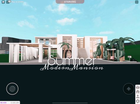 Modern Family Mansion, Modern Mansion House, Bloxburg Mansion, Bloxburg Beach House, Family Mansion, Preppy House, Mansion Bloxburg, Bloxburg Builds, Mansion House