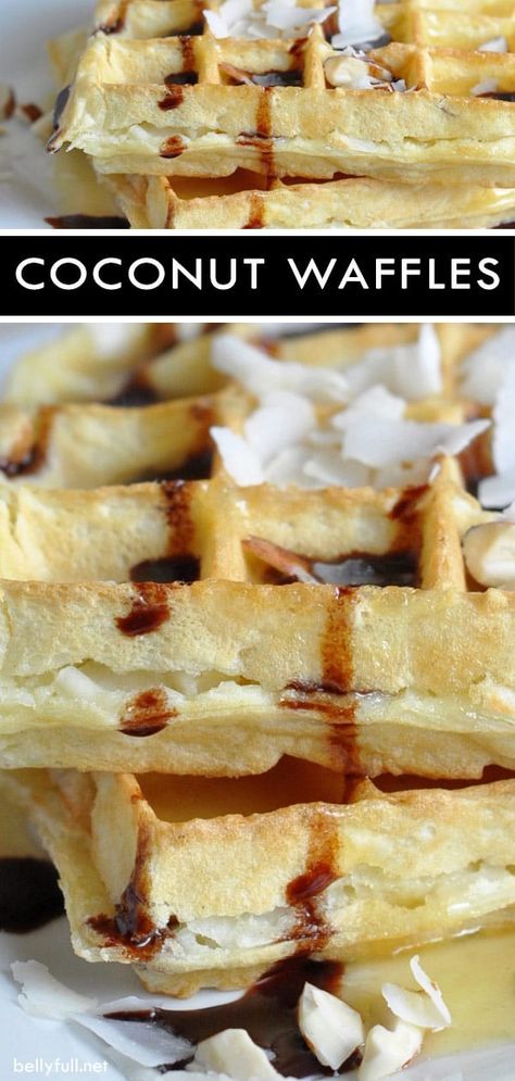 Coconut Waffles Coconut Cream Waffles, Coconut Milk Waffles, Coconut Waffle Recipe, Coconut Milk Waffle Recipe, Waffle Flavor Ideas, Summer Waffles, December Dinners, Flavored Waffles, Chaffles Recipes