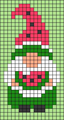 Gnome Pixel Pattern, Perler Bead Gnome Pattern, Gnome Alpha Pattern, Graphgan Patterns Free Charts, Gnome Perler Bead Patterns, Gnome Perler Beads, Perler Beads Designs Pattern, Elf Cross Stitch, Pixel Quilting