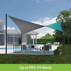 The brilliant color combinations of the DualShade Shade Sail will transform any outdoor area into a beautiful oasis. Its unique, dual-colored fabric produces a shimmery, iridescent effect that glimmers in the suns rays. This heavy-duty shade sail has reinforced edges and stainless steel D rings on all corners for ultimate stability. The breathable fabric allows air to flow through the shade sail and blocks up to 95% of the suns harmful UV rays, creating a comfortable and safe outdoor experience Cove House, Triangle Shade Sail, Sail Shade, Exterior Shades, Deck Remodel, Pool Shade, Water Therapy, Backyard Shade, Shade Sails