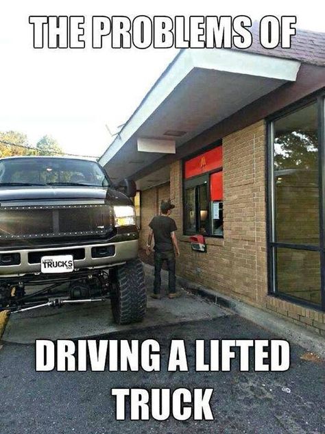 Lifted truck problems Trucking Humor, Jacked Up Chevy, Jacked Up Truck, Truck Memes, Truck Quotes, Car Jokes, Lifted Truck, Jacked Up Trucks, Truck Yeah