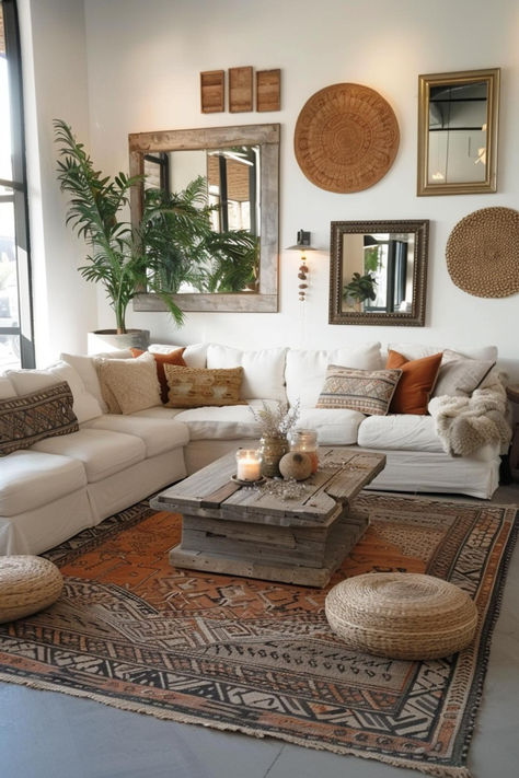 40 Bohemian Living Room Ideas for a Free-Spirited Vibe Ruang Tamu Outdoor, Earthy Living Room, Bohemian Living Room Decor, Modern Boho Living Room, Bohemian Living Rooms, Beige Living Rooms, Living Room Decor Inspiration, Boho Living Room Decor, Inspire Me Home Decor