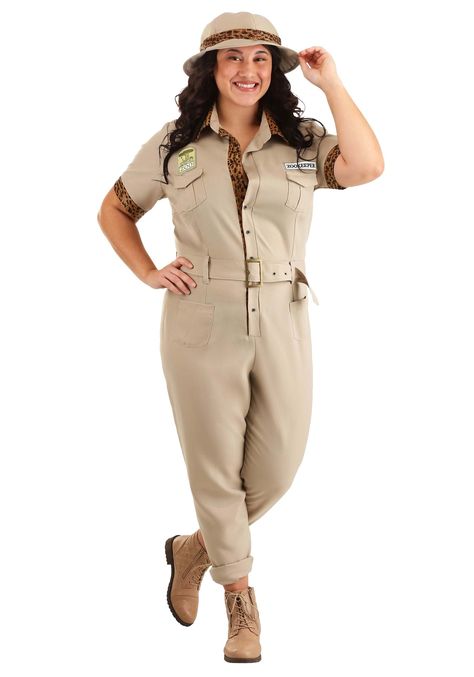 Zoo Keeper Costume, Zookeeper Costume, Zoo Outfit, Safari Costume, Khaki Jumpsuit, Pith Helmet, Fun Costumes, Zoo Keeper, Costume For Women