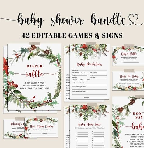 Christmas Baby Shower Games, December Baby Shower Ideas, Winter Shower, December Baby, Baby Shower Theme Decorations, Christmas Shower, Baby Prediction, Christmas Baby Shower, Family Feud