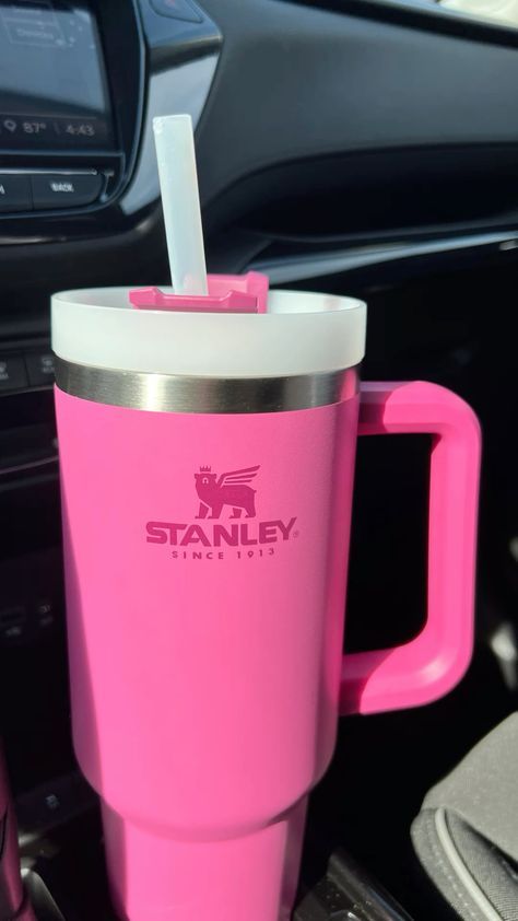 Flamingo Stanley Cup, Stanley Cup Hot Pink, Barbie Pink Stanley Cup, Stanley Cup Aesthetic Pink, Pink Stanley Cup Aesthetic, Hot Pink Stanley Cup, Hot Pink Stanley, Stanley Cup Pink, Pink Stanley Cup