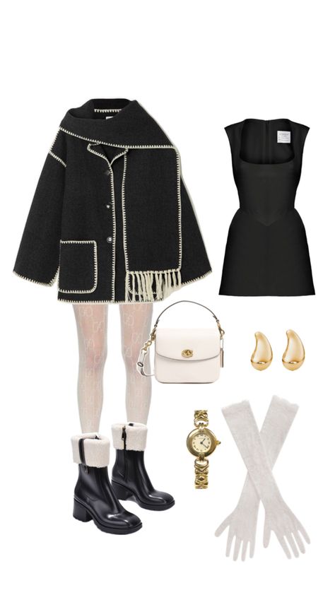 Preppy and pretty fall outfit Classy Airport Outfit, Winter Fit, Airport Outfit, Winter Women, Black And White, Black