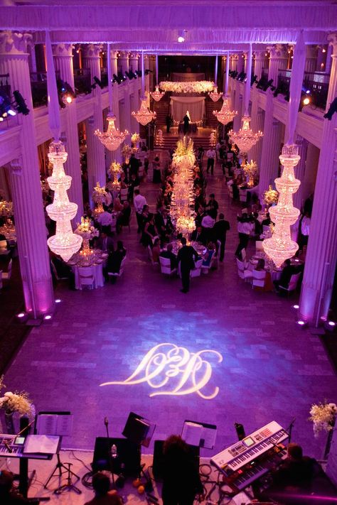 Purple Reception, Wedding Reception Lighting, Rings Mens, All White Wedding, Wedding Venues Texas, Event Lighting, Houston Wedding, Wedding Table Settings, Wedding Dj