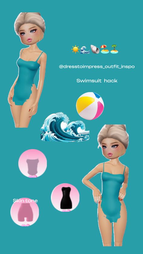 High cut swimsuit!! ☀️🌊 How To Make A Swimsuit Dress To Impress, Dti Outfit Hacks Swimsuit, Swimsuit Dti Hack, Swimsuit Hack In Dti, Dress To Impress Swimsuit Hack, Swimsuit Dress To Impress, Dress To Impress Theme Roblox Avatar, Blue Dress To Impress, Jing Y Jang