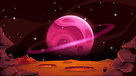 Alien Planet Landscapes, Mars Landscape, Outer Space Posters, Red Desert, Alien Spaceship, Alien Character, Cute Alien, Aliens Funny, Hand Drawn Vector Illustrations