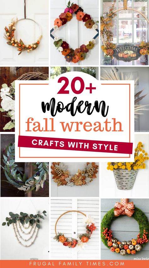 Unique Wreath Ideas Creative, Unique Wreath Ideas, Making Fall Wreaths, Paper Fern, Modern Fall Wreath, Paper Leaf Wreath, Diy Fall Wreath Ideas, Wreaths Burlap, Dollar Store Fall Decor