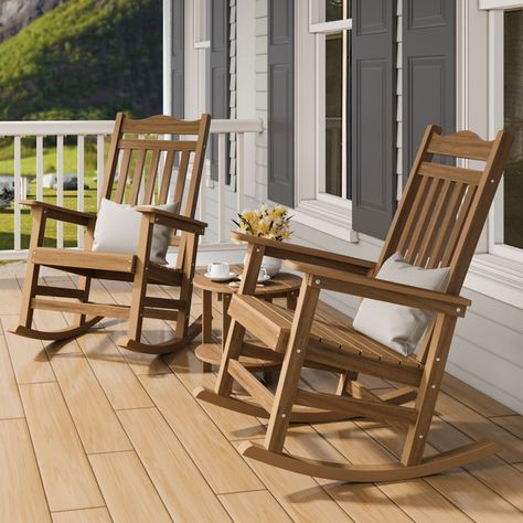 Leiser Plastic Rocking Adirondack Chair Set Porch With Rocking Chairs Decor, Patio Rocking Chairs Porch Ideas, Front Porch With Rocking Chairs, Front Porch Rocking Chairs, Porch Rocking Chair, Adirondack Rocking Chair, Senior Housing, Rocking Chair Porch, Wood Rocking Chair