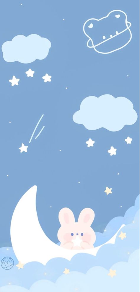 Cute Blue Wallpapers Iphone, Wallpaper Bunny, Baby Blue Wallpaper, Rabbit Wallpaper, Blue Drawings, Cute Blue Wallpaper, Baby Blue Aesthetic, Cocoppa Wallpaper, Cute Laptop Wallpaper