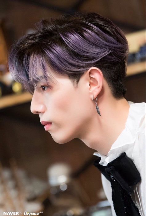 Mens Hair Colour, Got7 Mark Tuan, Purple Highlights, Men Hair Color, Asian Short Hair, Got7 Mark, Mark Tuan, Boys Over Flowers, Asian Hair