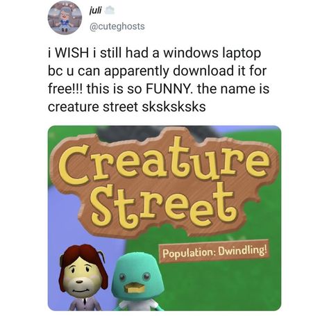 Creature Street, Animal Crossing Funny, Animal Crossing Fan Art, Animal Crossing Memes, Animal Crossing Villagers, New Animal Crossing, Animal Crossing Game, Animal Crossing Qr, Funny Photos