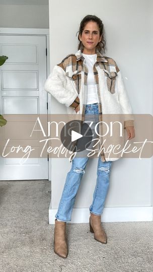 61K views · 4.6K reactions | ✨Amazon Long Teddy Shacket✨ I am loving this super soft teddy shacket perfect for leggings and jeans! It comes in 10 different colors if you don’t like white and is the perfect winter layering piece! I’m wearing the S and it’s tts. ✨Comment LINK and I’ll message you directly #amazonfashion #winterstyle #founditonamazon #winteroutfit #casualstyle What to wear | how to style | Amazon winter finds | Amazon outfit | Amazon must haves | casual outfit ideas | winter outfit ideas | Amazon finds | teddy coat | long shacket | mom outfit | holiday outfit | bootcut jeans | mom jeans | seamless leggings | long sleeve tunic tee | Chelsea boots | Kiara Riley | Amazon + Target | oncloudriley · Original audio Outfit Ideas Amazon, Long Shacket, Outfit Ideas Winter, Outfit Holiday, Mom Outfit, Casual Outfit Ideas, Amazon Must Haves, Find Amazon, Soft Teddy