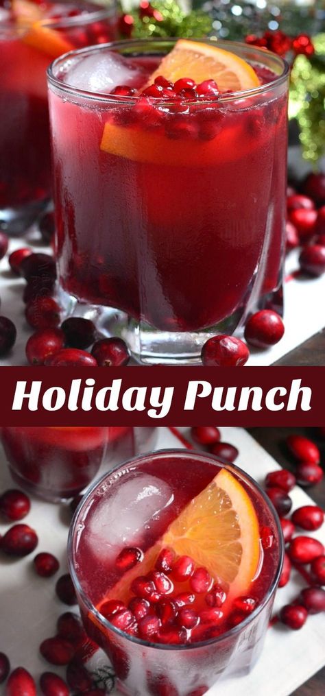 Christmas Punch Recipe. This punch is made with pomegranate seeds, oranges, pomegranate juice, orange juice, cranberry juice, and sparkling soda. Make it with or without alcohol. #drink #cocktail #punch #pomegranate #cranberry #orange #holiday Punch Christmas, Cocktail Punch, Pomegranate Drinks, Holiday Drinks Alcohol, Christmas Drinks Alcohol Recipes, Cranberry Punch, Christmas Drinks Alcohol, Christmas Punch Recipes, Thanksgiving Drinks