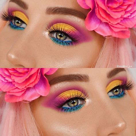 Hawaiian Party Makeup Ideas, Havana Nights Makeup, Hawaiian Makeup Look Hawaii, Luau Makeup Ideas, Hawaii Makeup Look, Hawaiian Makeup Look, Tropical Makeup Look, Hawaiian Makeup, Hawaii Makeup