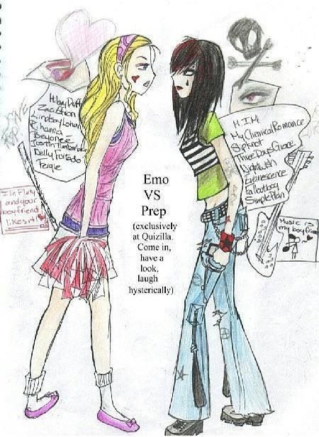 Emo verses preppy Moda Grunge, Arte Punk, Between Two Worlds, Scene Emo, Emo Goth, Emo Scene, Black Veil Brides, Emo Girls, Emo Fashion