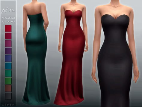 sims 4 cc // custom content formal wear clothing // #sims4cc #sims4customcontent #ts4cc //Sifix's Nadia Gown Sims 4 Maxis Match Formal Wear, Sims 4 Clothing Sets, Cc Skin, Sims Fashion, Mods Sims 4, French Conversation, Alpha Cc, Sims 4 Dresses, Look Formal