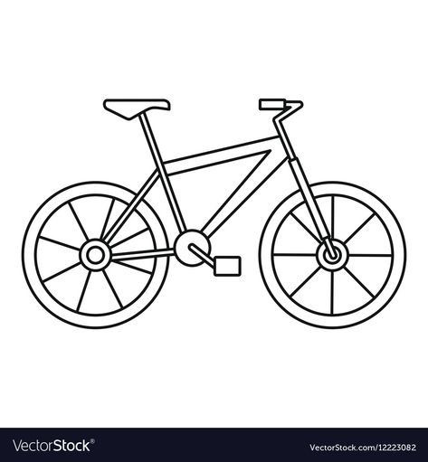 Bicycle Clipart Black And White, Bicycle Drawing Simple, Bicycle Outline, Draw Bicycle, Cycle Sketch, Bicycle Cartoon, Picture Outline, Bike Cartoon, Bicycle Vector