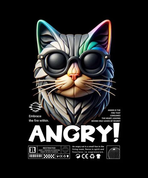 Angry Design Template — Customize it in Kittl Cat With Attitude, T-shirt Design Illustration, Graphic Shirt Design, T Shirt Logo Design, T Shirt Design Template, Shirt Logo Design, Texture Graphic Design, Tshirt Printing Design, Trendy Shirt Designs