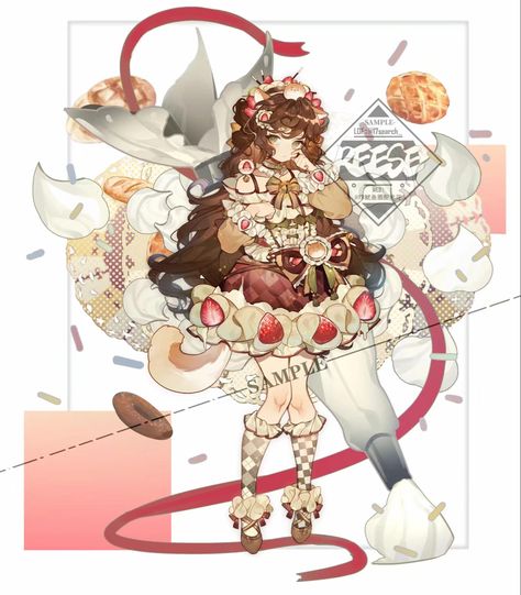 Dessert Character Design, Cake Character Design, Dessert Oc, Blood Art, Cute Food Drawings, Poses References, Doll Repaint, 영감을 주는 캐릭터, Drawing Artwork