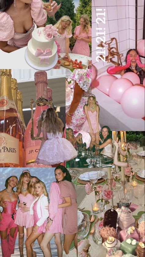 22nd Party Themes, Glam Birthday Aesthetic, Pink And White Party Aesthetic, Pink Party Astetic, Pink Girly Bachelorette Party, Pink Birthday Dress Aesthetic, Cute Dress Picture Ideas, Pretty Pink Birthday Party, Light Pink Party Aesthetic