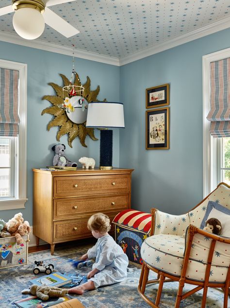 CT Interior Design — Kaitlin Smith Interiors New York Apartment Kids Room, Fabric Kids Room, Sister Parish, New England Home, Big Boy Bedrooms, New England Homes, Blue Nursery, Home Magazine, Boy Bedroom