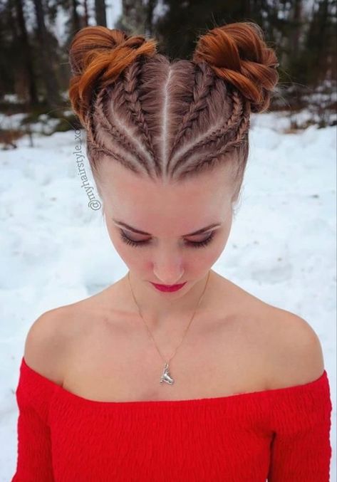 Viking Hair, Braided Hairstyle, Trendy Hairstyle, Cool Braid Hairstyles, Peinados Fáciles Para Cabello Corto, Cool Braids, Penteado Cabelo Curto, Braided Hair, Medium Length Hair