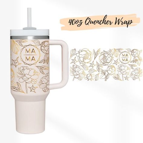 4 Designs 40oz Quencher Stanley tumbler wrap Peony Flower and Leaves Floral | Wildflower cut file SVG | 40oz SVG Cricut Silhouette Template Stanley Wrap Svg, Decorate Stanley Tumbler, Stanley Cup Designs Vinyl, Stanley Cricut Designs, 40 Oz Tumbler Wraps, Stanley Adventure Quencher, Customized Tumblers, Tumbler Svg, Stanley Adventure