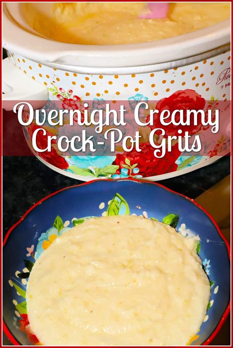 This Southern breakfast favorite is perfect for holiday celebrations and potlucks. Made in the Crock-Pot and cooked overnight, these creamy, buttery grits feed a crowd with just a few ingredients. Crockpot Grits, Quick Grits, Stone Ground Grits, Southern Breakfast, Creamy Grits, Grits Recipe, Cheese Grits, Crockpot Breakfast, Feed A Crowd