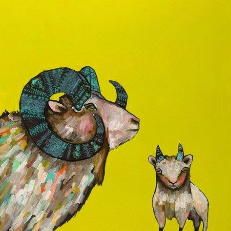 AmazonSmile: GreenBox Art + Culture Billy and Billy Jr. by Eli Halpin Canvas Wall Art, 24 by 24-Inch: Posters & Prints Clinic Art, Jody Bergsma, Goat Logo, Teen Art, Animal Art Prints, Fine Art Giclee Prints, Laurel Burch, Animal Canvas, Teal Orange