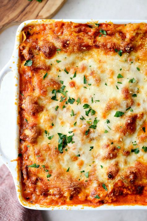 Small Batch Lasagna l SimplyScratch.com #easy #smallbatch #lasagna #dinner #pasta #bakedpasta #recipe Small Batch Lasagna, Small Lasagna Recipe, Small Lasagna, Turkey Italian Sausage, Lasagna Recipe With Ricotta, Small Batch Cooking, Best Lasagna Recipe, Best Lasagna, Small Batch Recipes