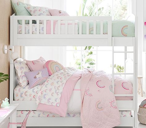 Austen Twin-over-Twin Kids Bunk Bed | Pottery Barn Kids Bunk Bed Loft, Bottom Bunk, Top Beds, Twin Bunk Beds, Rainbow Cloud, Bed Sets, Headboard And Footboard, Bunk Bed, Nursery Bedding