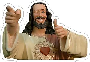 Smiling Jesus Sticker (3-diff Sizes) Jesus Christ die Cut Stickers, Jesus Dogma Buddy Christ Thumb Signal Vinyl Decal (5 inch) Buddy Christ, Stickers Jesus, Die Cut Stickers, Cut Stickers, Jesus Christ, Vinyl Decals, Vinyl Decal, Jesus, Vinyl