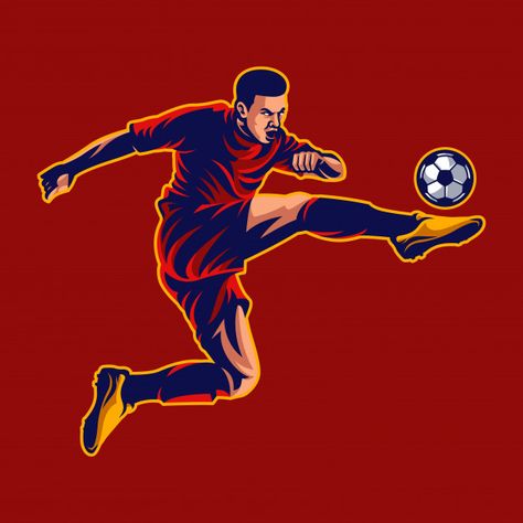 Football player vector Premium Vector | Premium Vector #Freepik #vector #background Football Logo Design Soccer Sports, Football Logo Design, News Logo, Ronaldo Photos, Poster Football, Print Design Template, Logo Football, Sports Tshirt Designs, Football Players Images