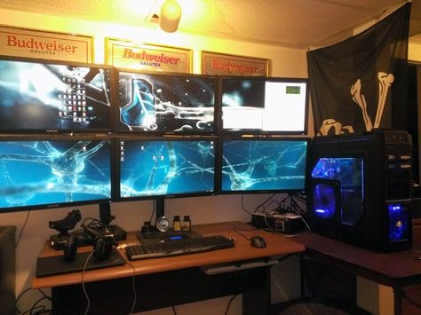 multi-monitor-gaming-setup-(14)                              … Computer Set, Gamer Setup, Computer Build, Space Launch, Pc Gaming Setup, Computer Tower, Multi Screen, Gaming Setups, Computer Workstation