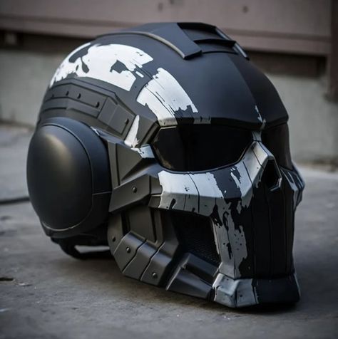 Cool Helmets Motorcycles, Unique Helmet Design, Cool Bike Helmets Motorcycles, Cool Biker Helmets, Cool Motorcycle Helmets Design, Cyberpunk Helmet Concept Art, Cool Helmet Design, Helmet Design Ideas, Batman Motorcycle Helmet