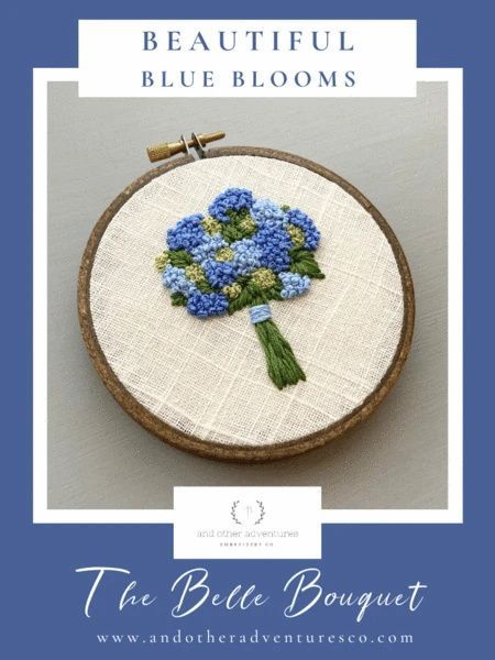 Hydrangea Embroidery Pattern, Hydrangea Embroidery, Hydrangea Bouquets, Blue Hydrangea Bouquet, Diy Embroidery Art, Bouquet Embroidery, Diy Hand Embroidery, Embroidery Crafts, Digital Embroidery Patterns