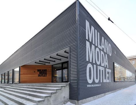 Modern Warehouse Design, Warehouse Design Exterior, Retail Exterior, Warehouse Exterior, Factory Facade, Industrial Facade, Industrial Exterior, Exterior Materials, Metal Building Designs