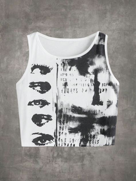 ROMWE Grunge Punk Tie Dye Figure Graphic Tank TopI discovered amazing products on SHEIN.com, come check them out! Punk Tie, Punk Top, Tie Dye Pants, Graphic Tank Tops, Women Tank Tops, Grunge Punk, Top Tank, Print Tank, Printed Tank Tops